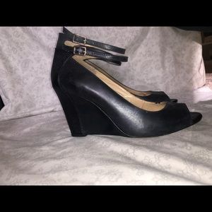 Michael Kors Leather Peep-toe Wedges 8